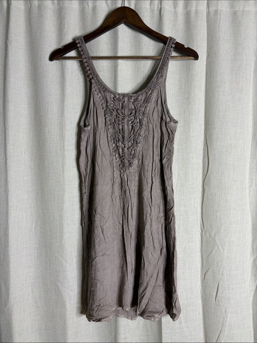 Black Swan Taupe Sleeveless Dress with Crochet Trim